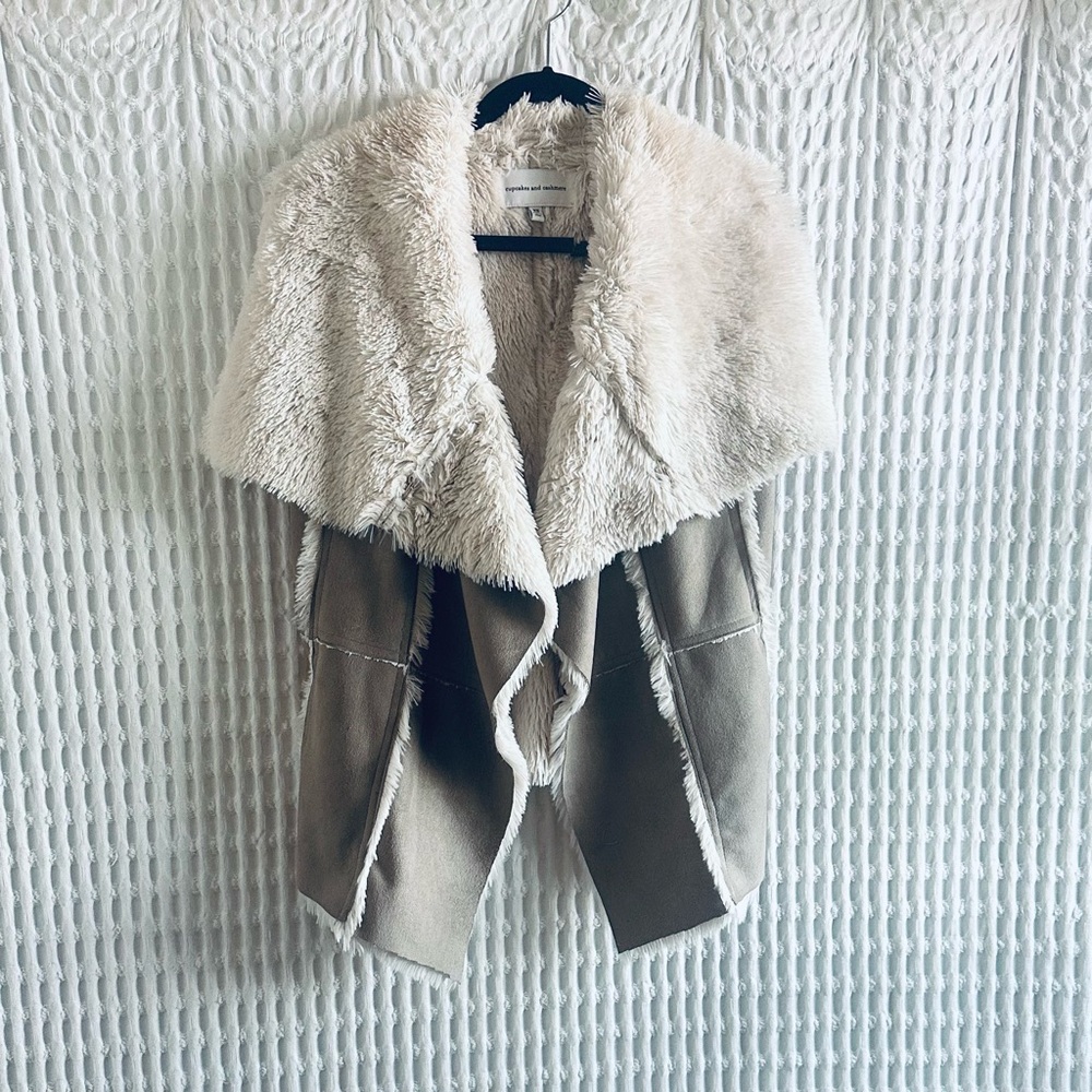 cupcakes & cashmere Cream and Tan Teddy Jacket